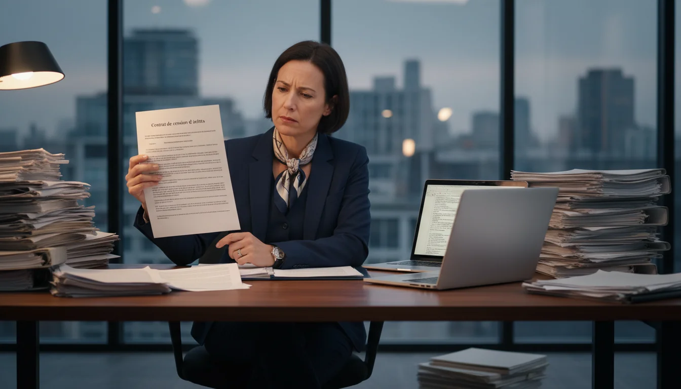 French lawyer reviewing asset transfer contract