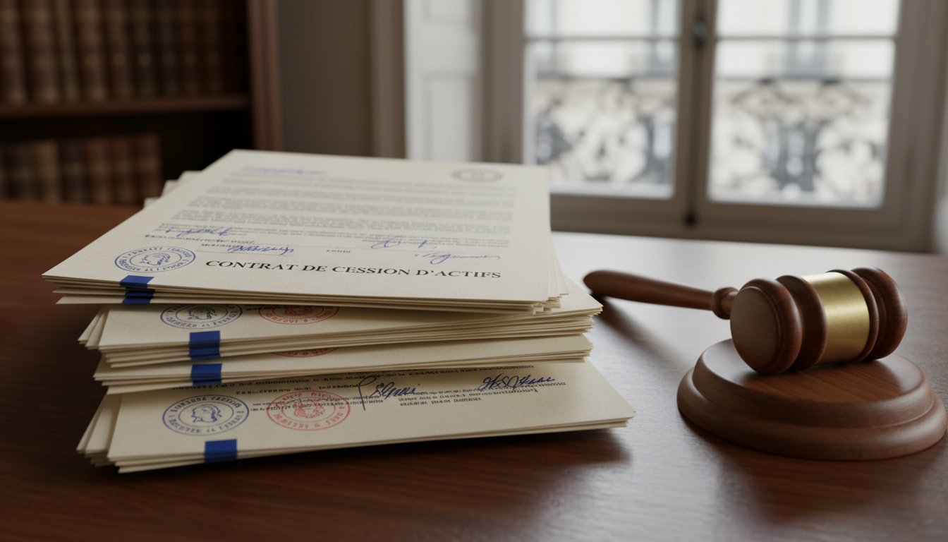 Stack of French legal asset transfer papers