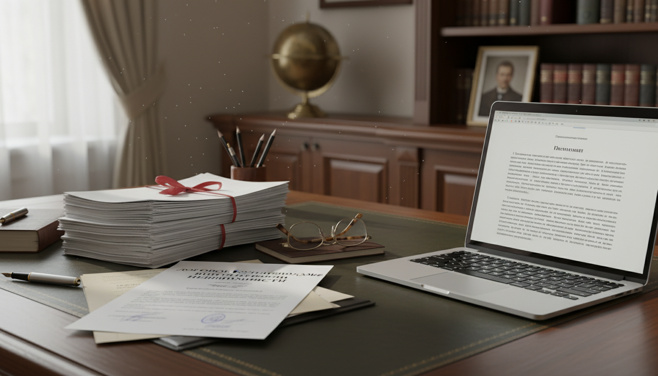 Legal documents on desk