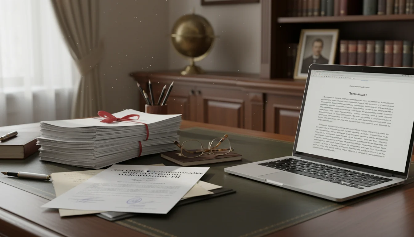 Legal documents on desk