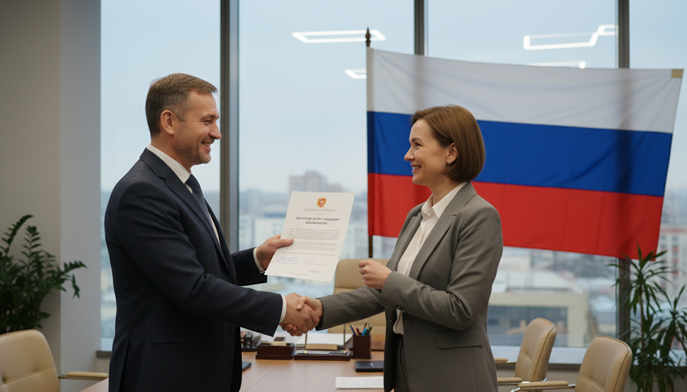 Russian contract signing scene