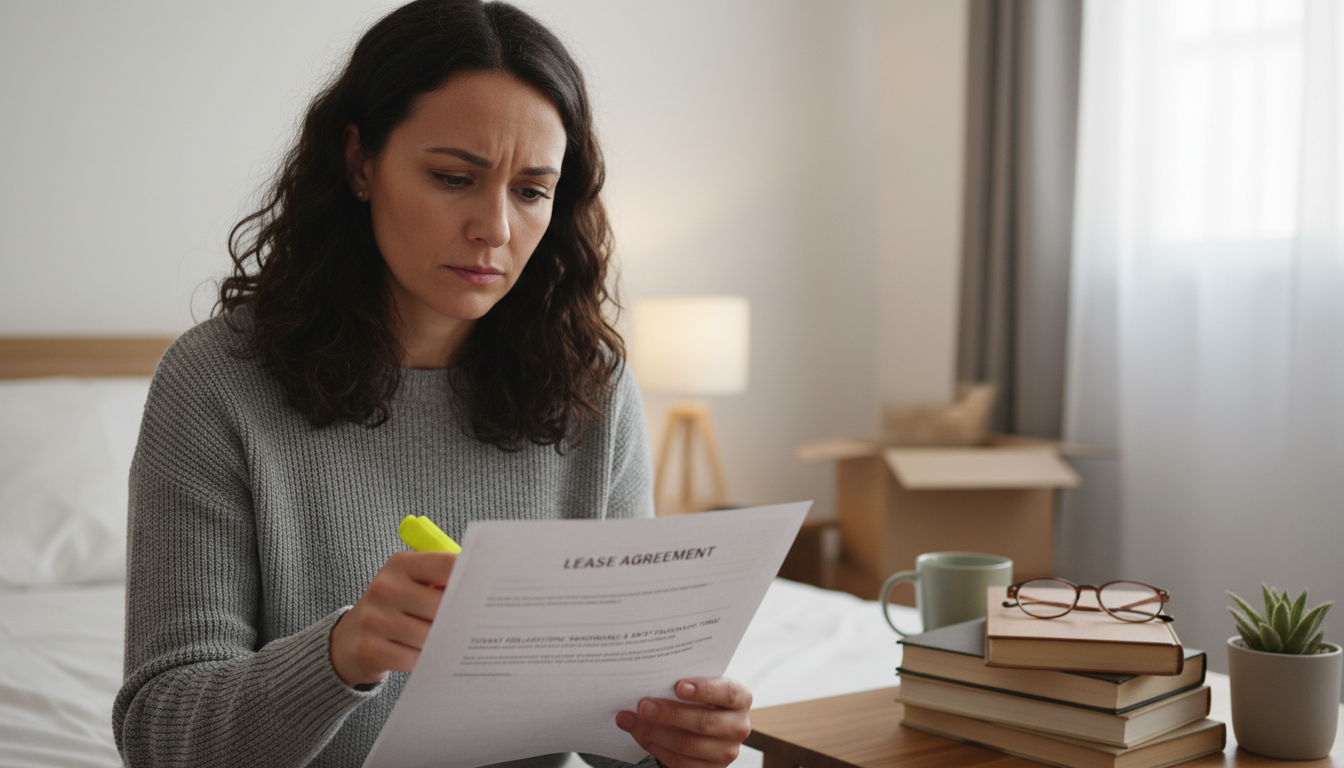 Adult reviewing lease obligations