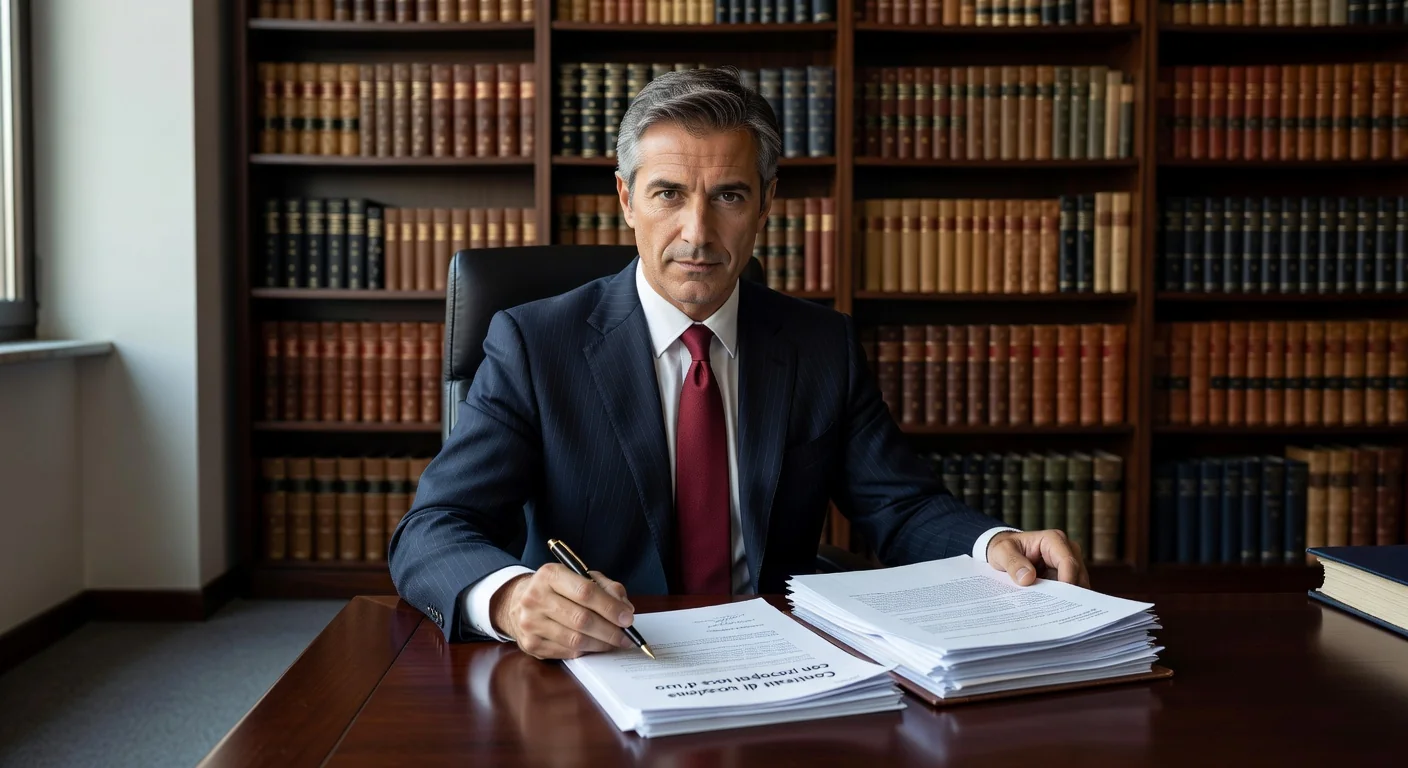 Lawyer reviewing rental agreement papers