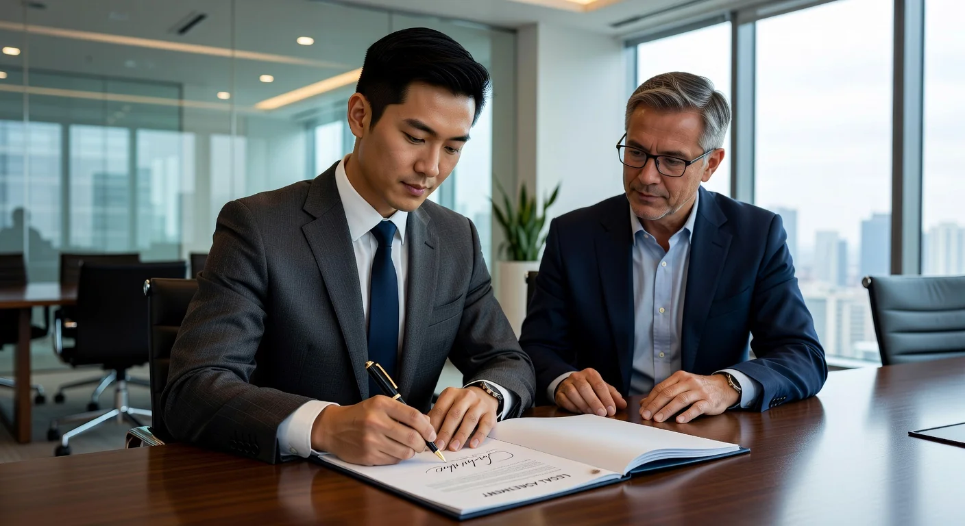 Adult signing agreement professionally