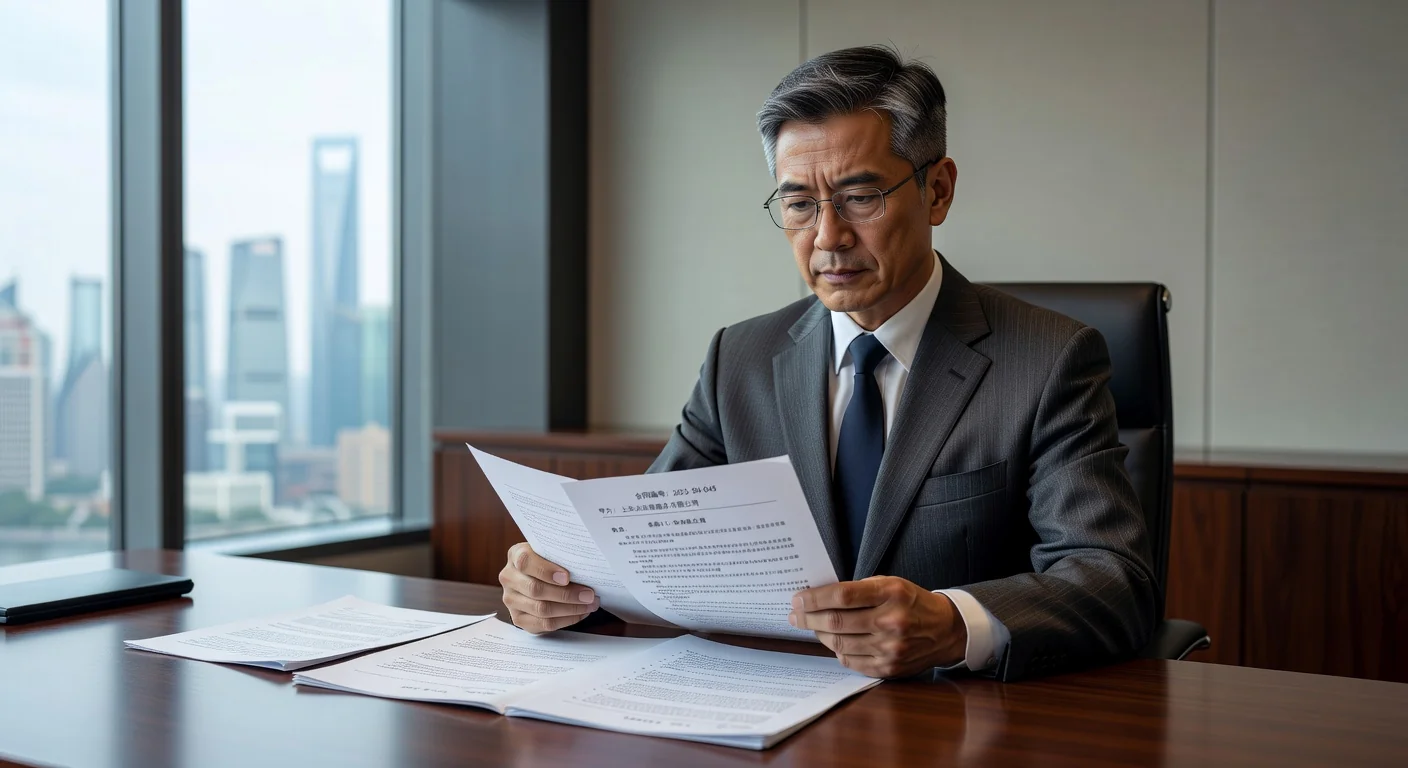 Chinese lawyer reviewing contract