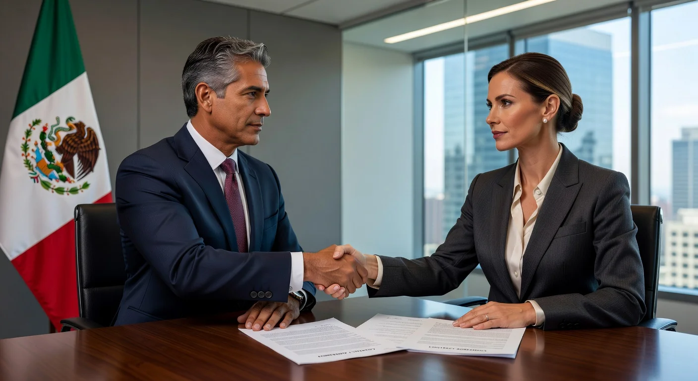 Business contract signing scene