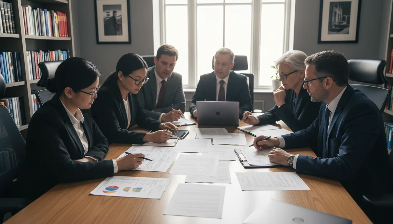 Legal team reviewing contract