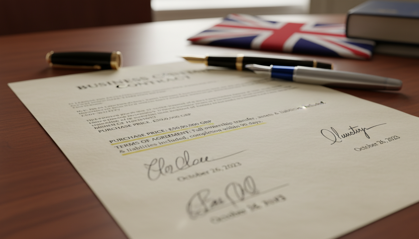 Signed business agreement document