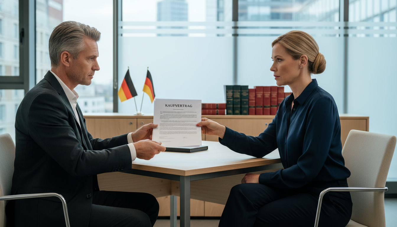 German business contract signing.