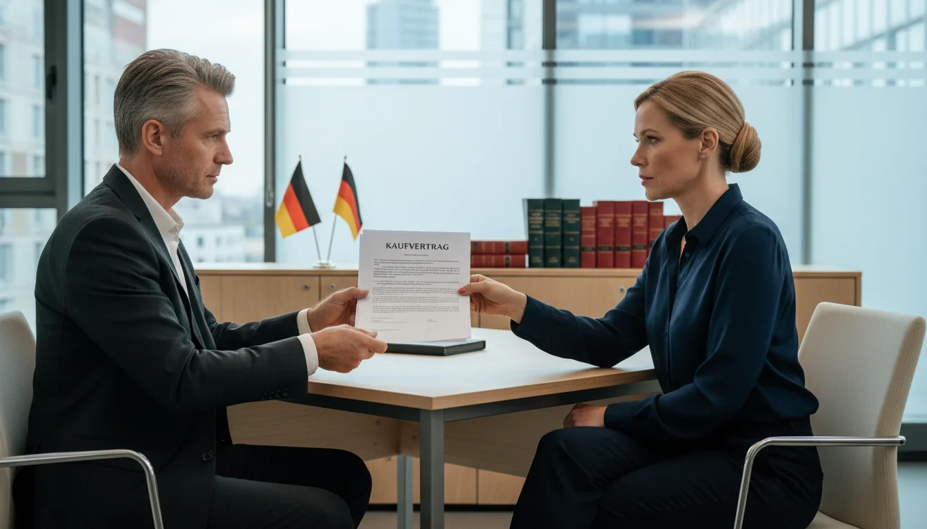 German business contract signing.