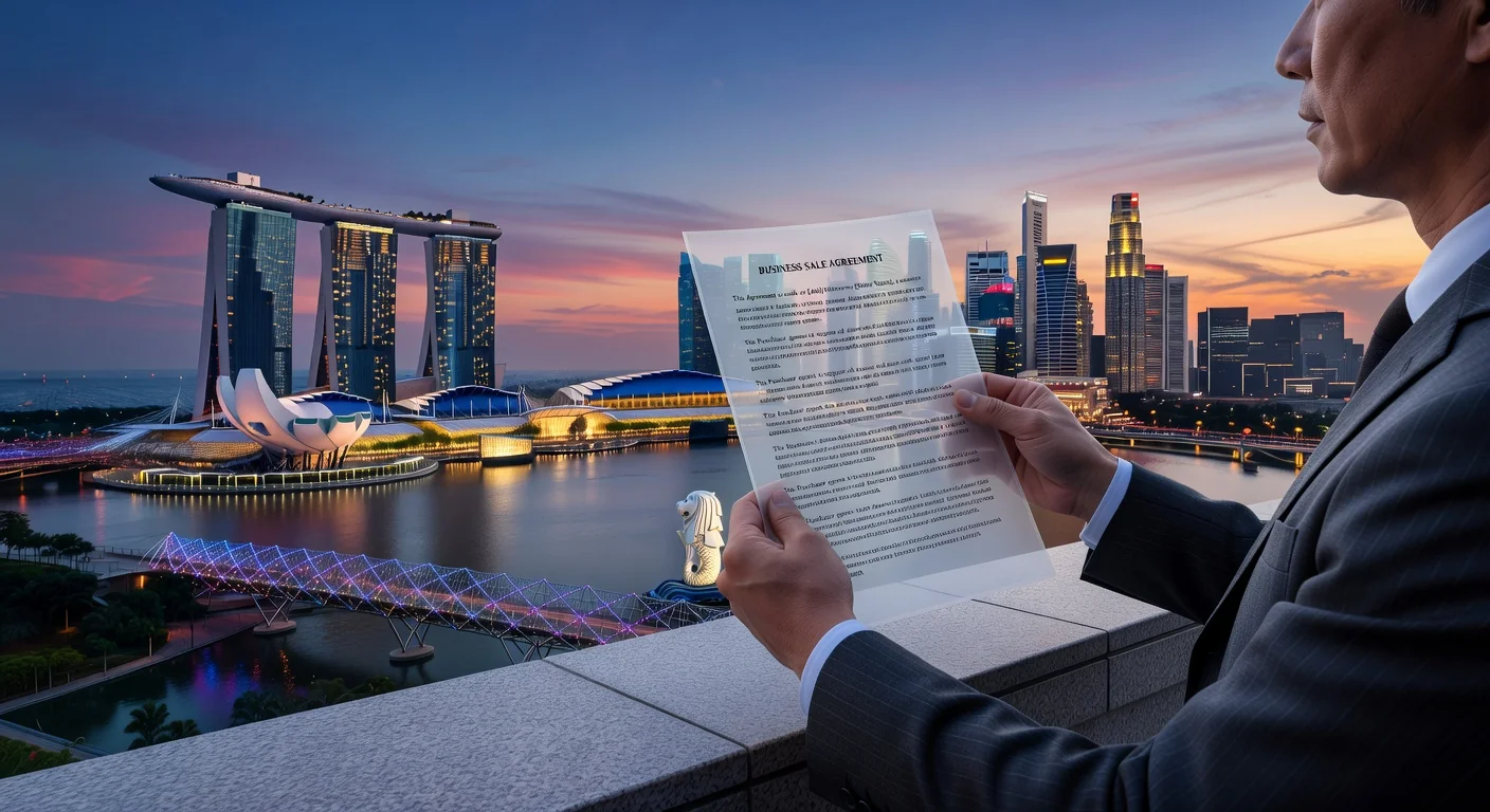 Singapore skyline with contract
