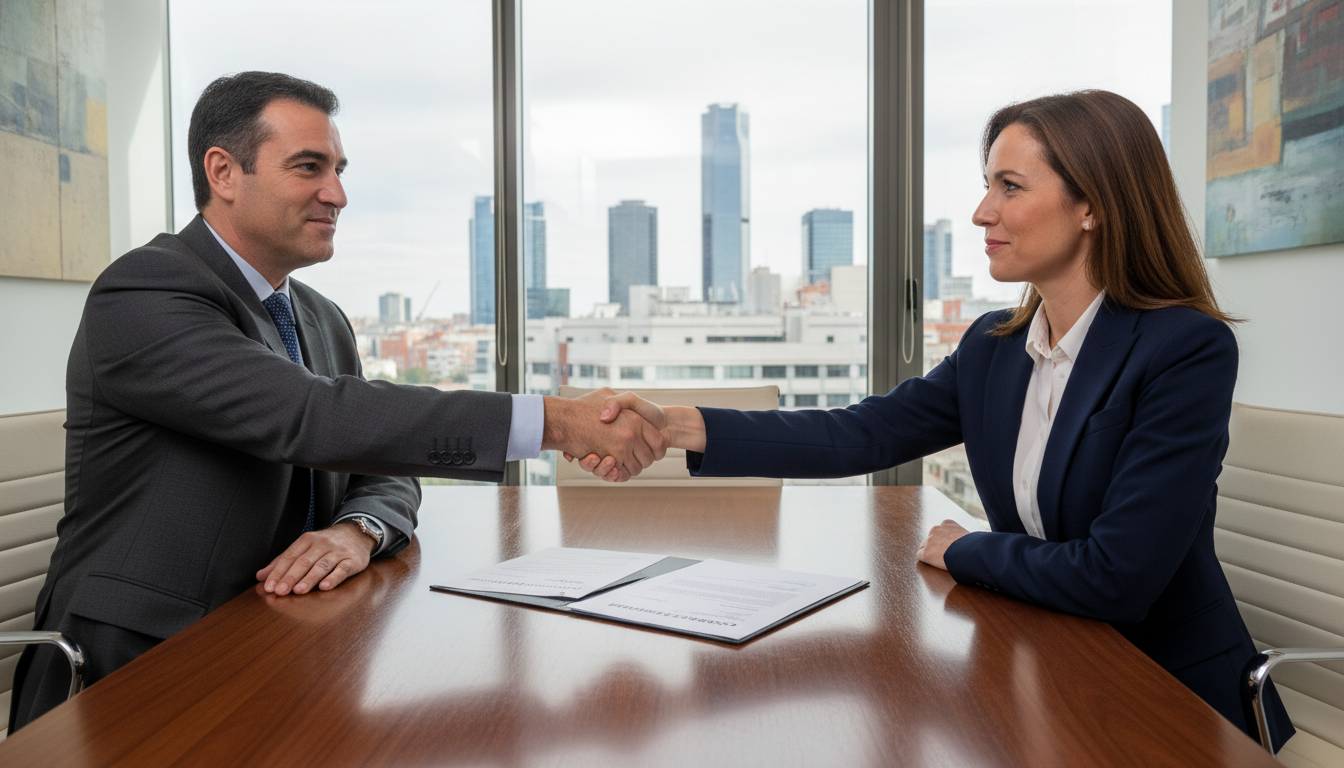 Handshake sealing business acquisition deal