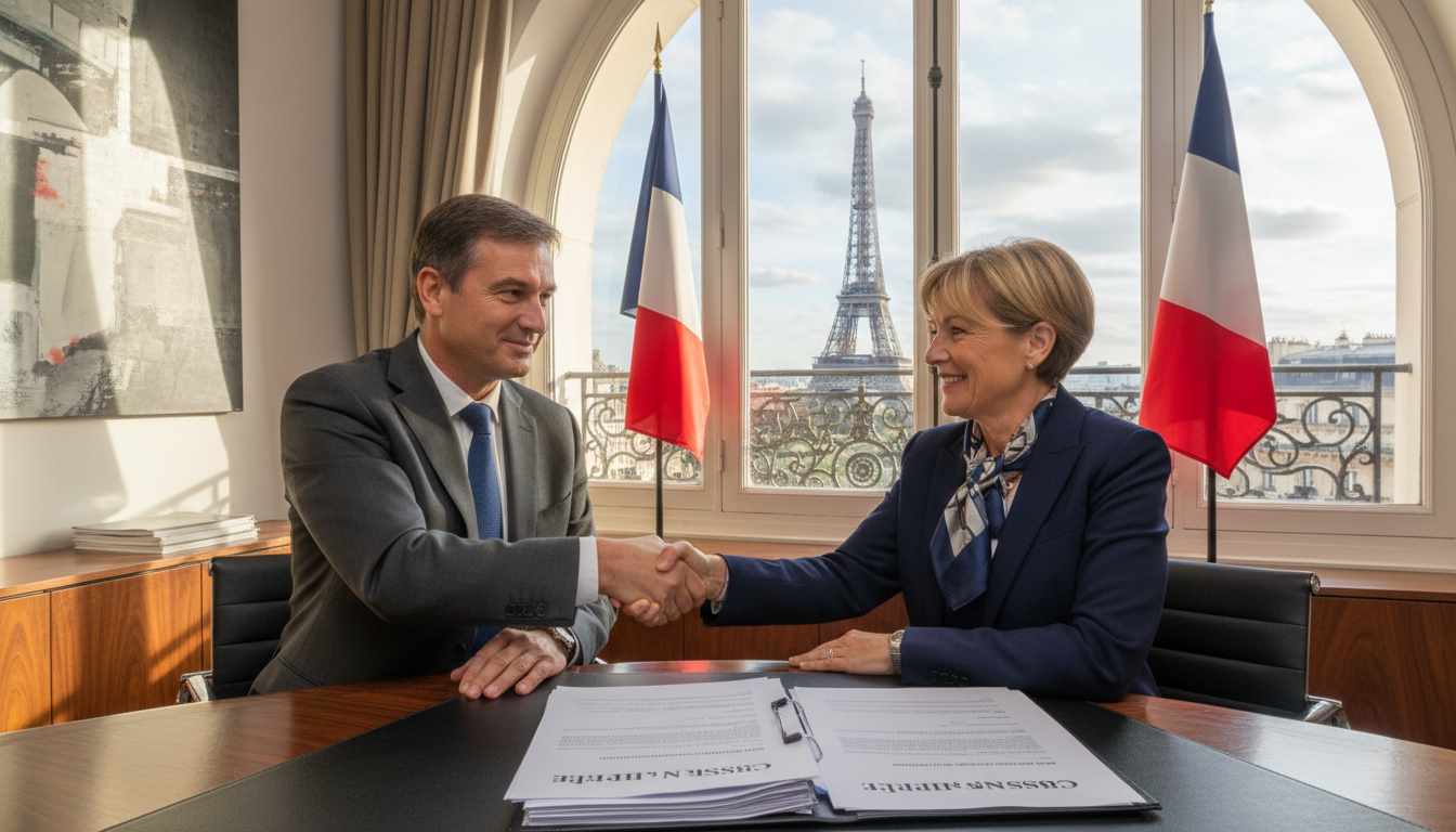 French business handover contract signing