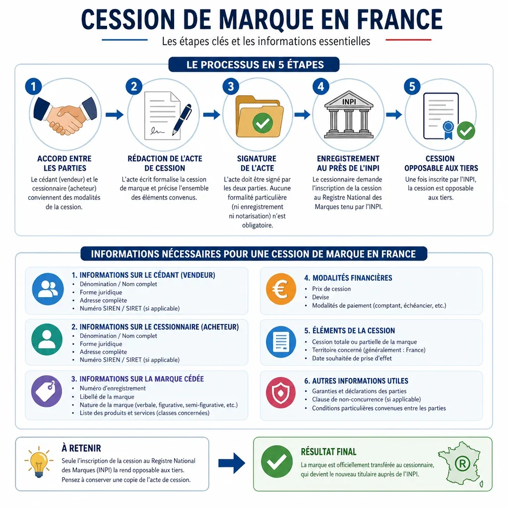 Liste des informations nécessaires pour une cession de marque