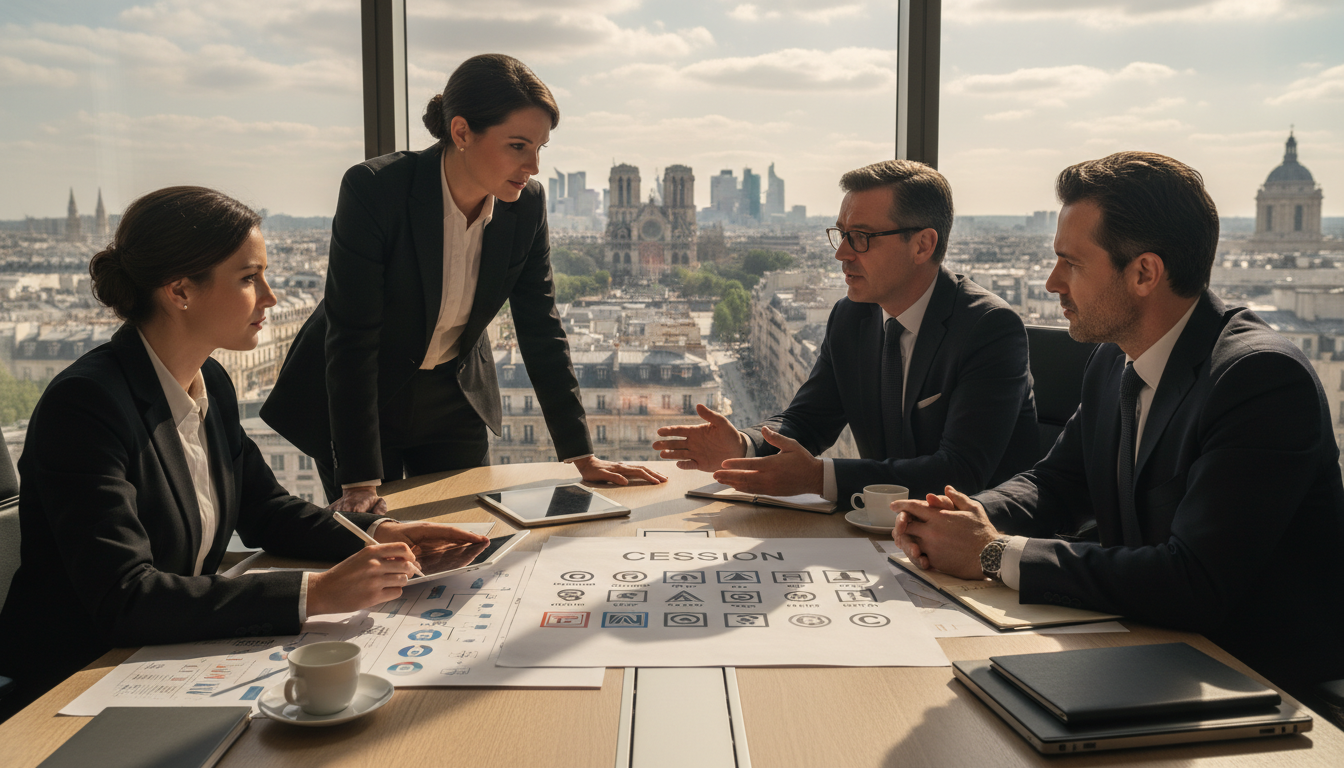 Business meeting on trademark sale