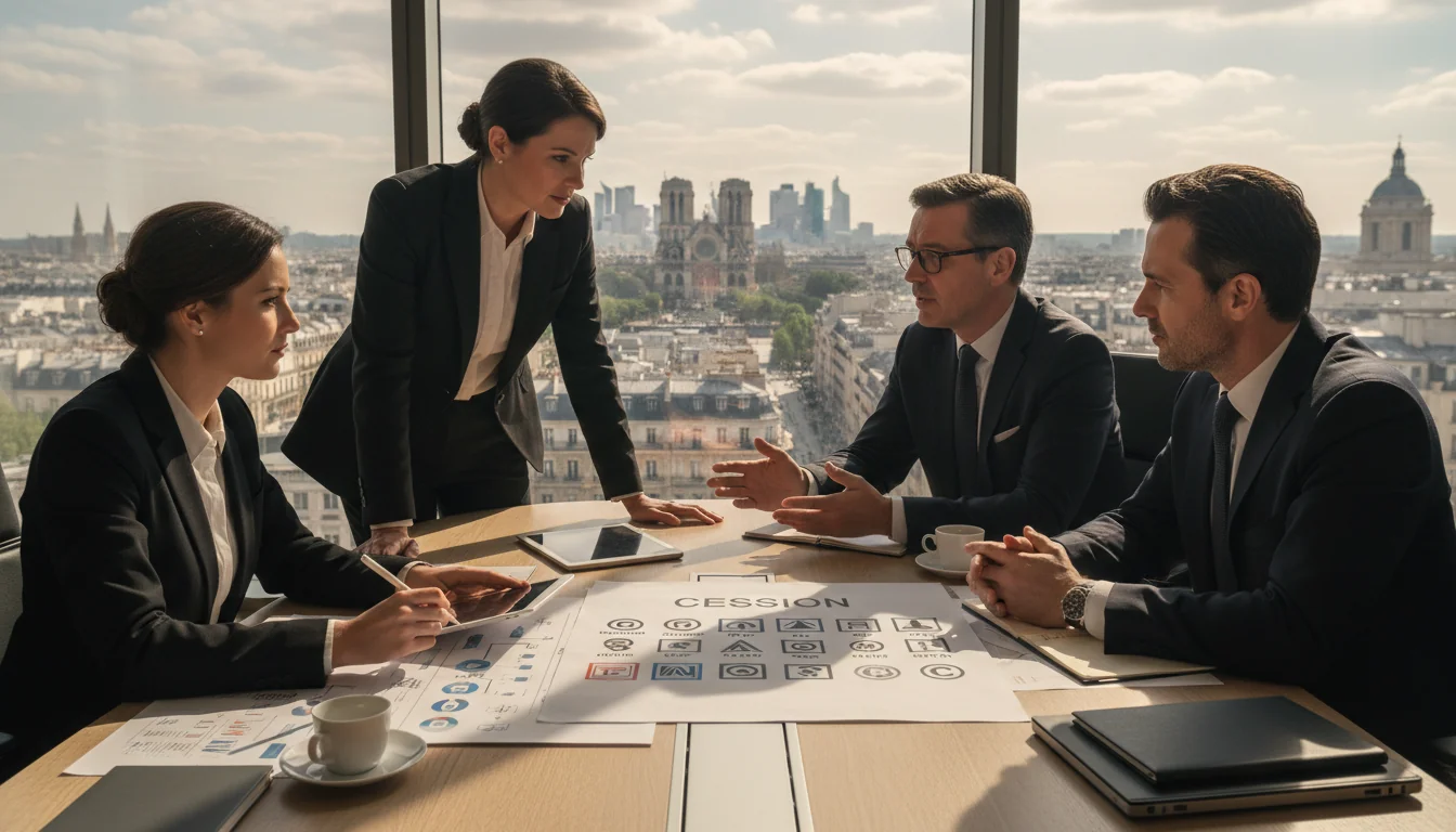 Business meeting on trademark sale