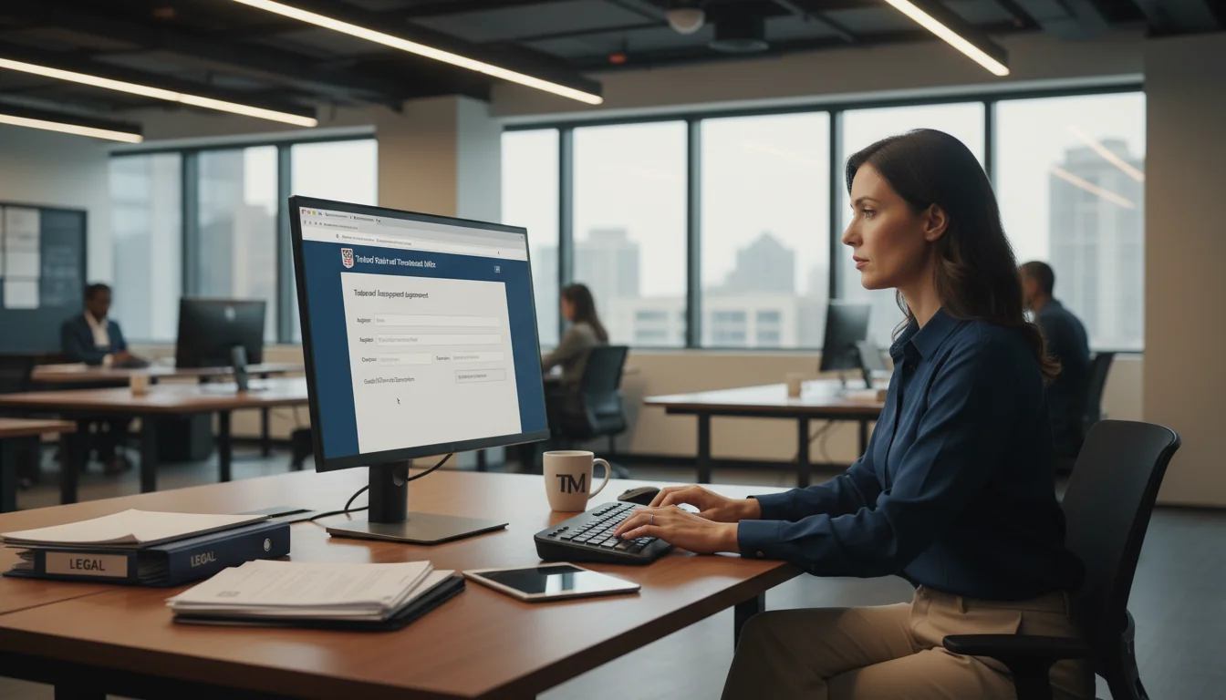 Person completing online trademark form