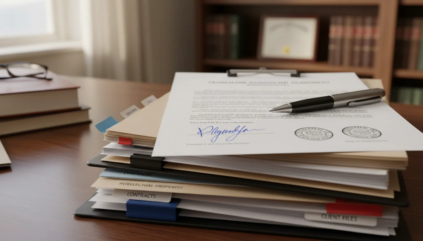 Stack of signed trademark documents