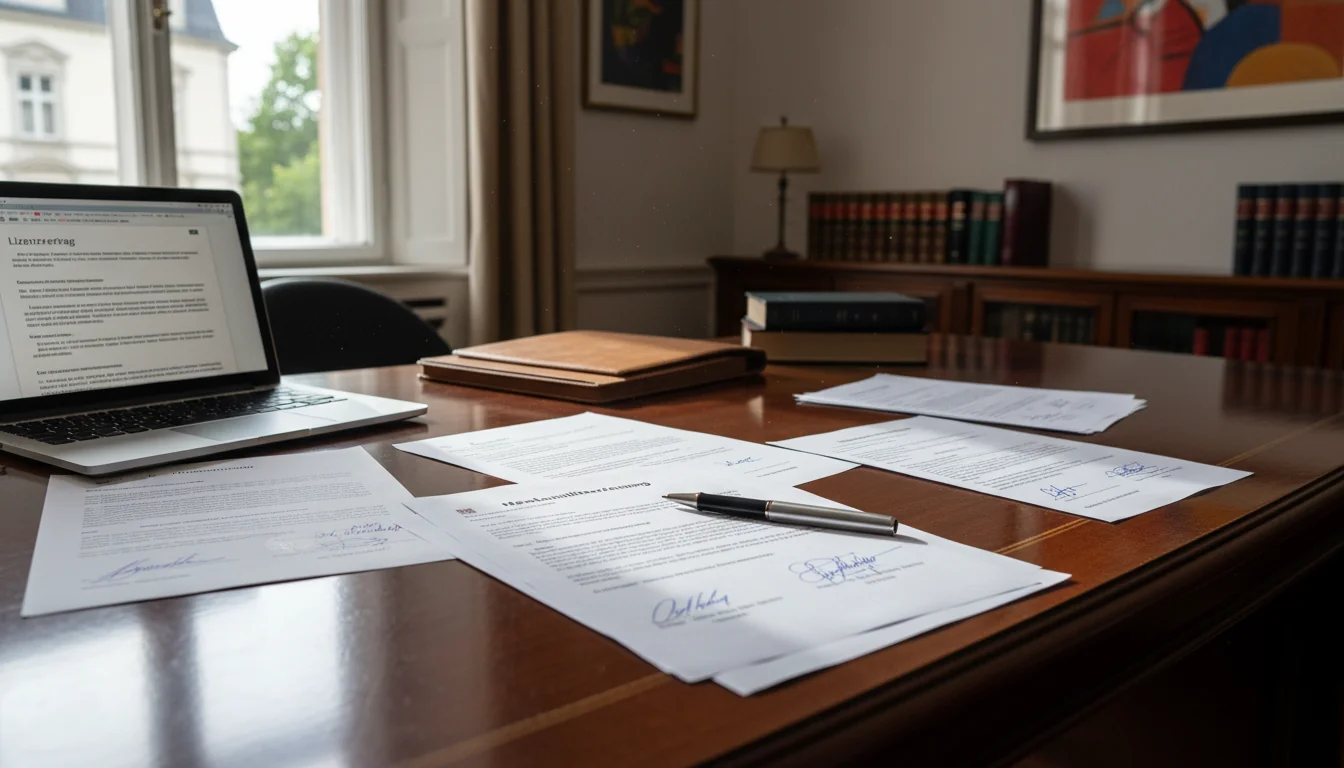 German legal documents on desk