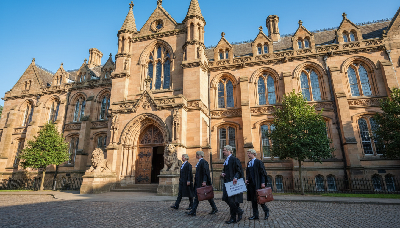 UK courthouse with trademark files