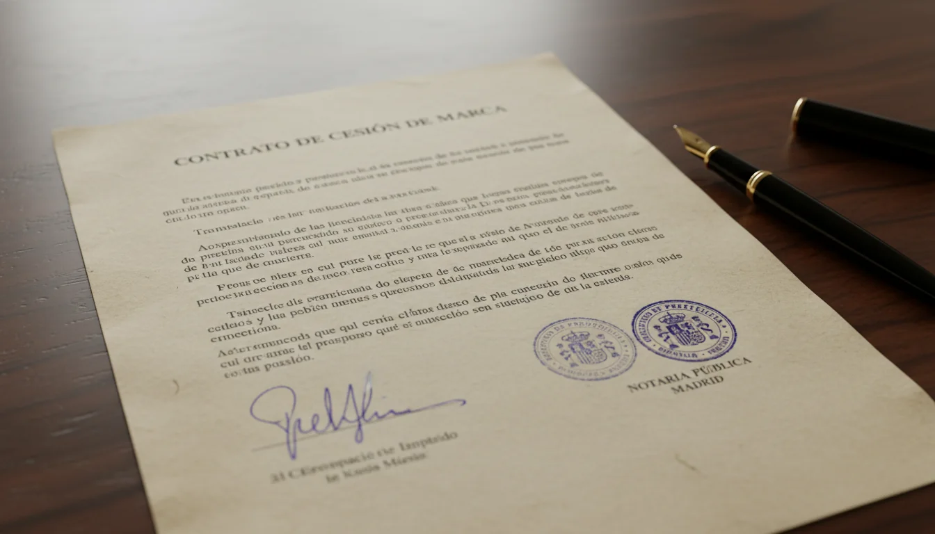 Close-up of signed cesión de marca contract
