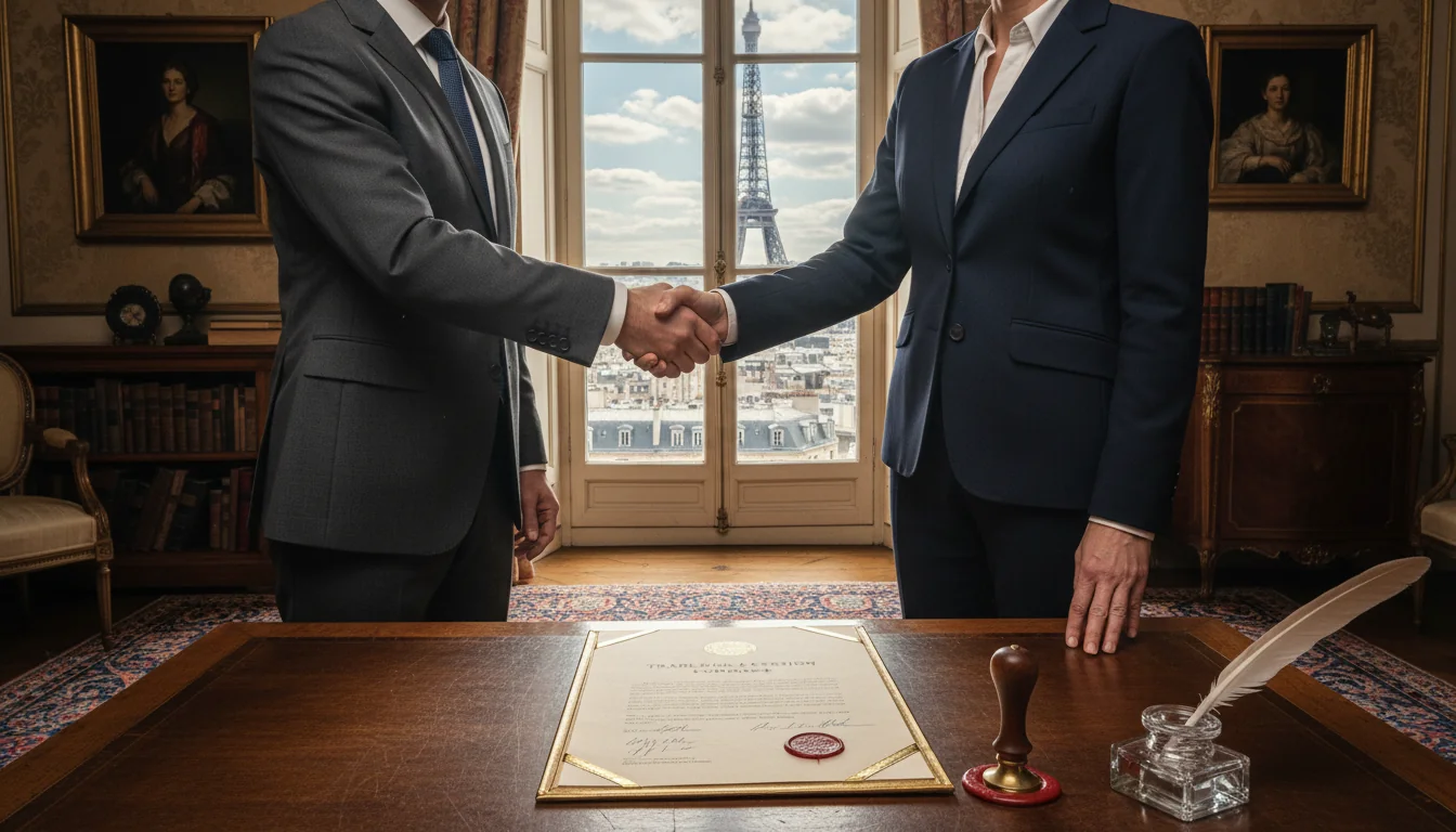 Signing trademark transfer agreement in France