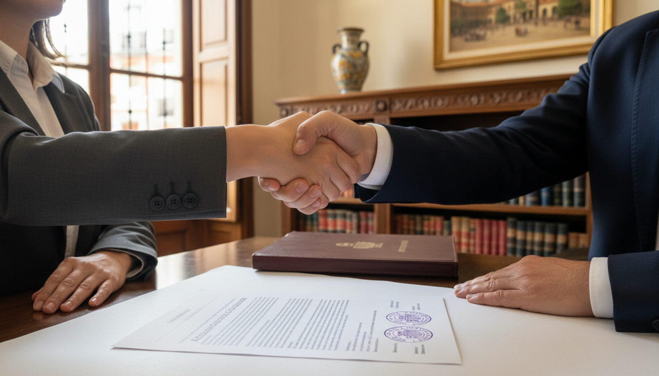 Signing copyright license contract in Spain