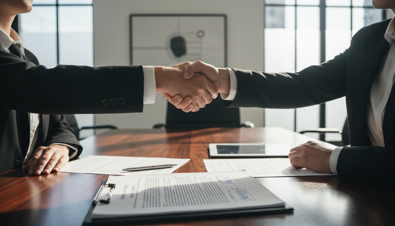 Handshake sealing copyright license deal