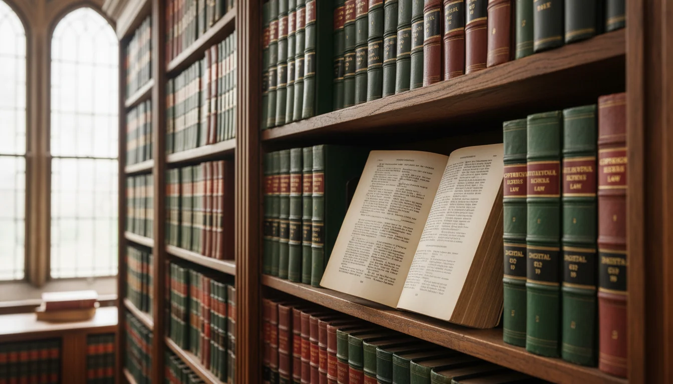 UK copyright law books on shelf