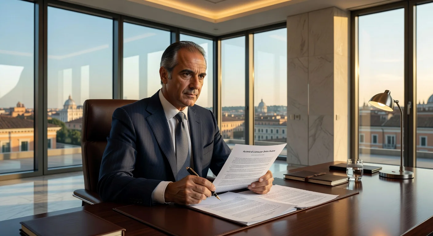 Italian lawyer reviewing copyright contract