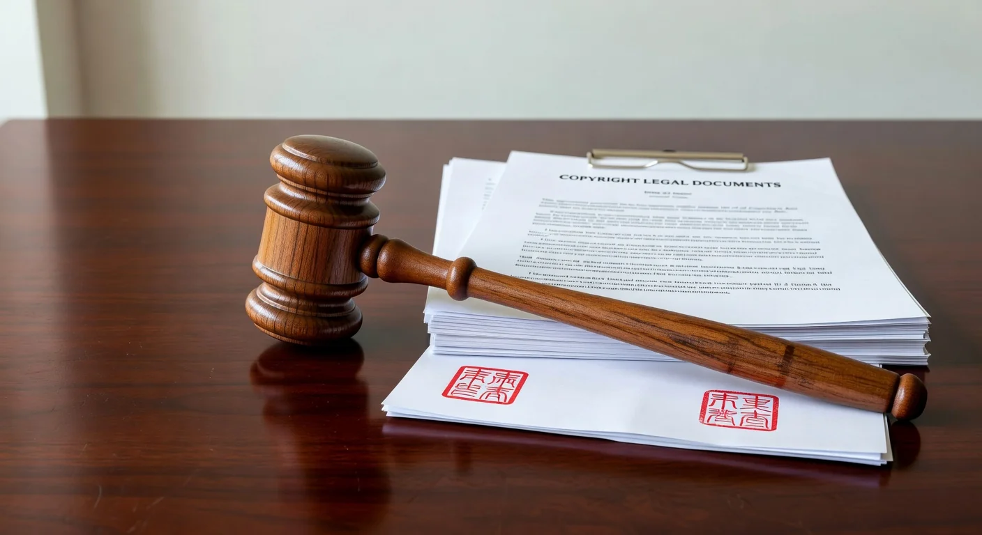 Gavel and Chinese legal papers
