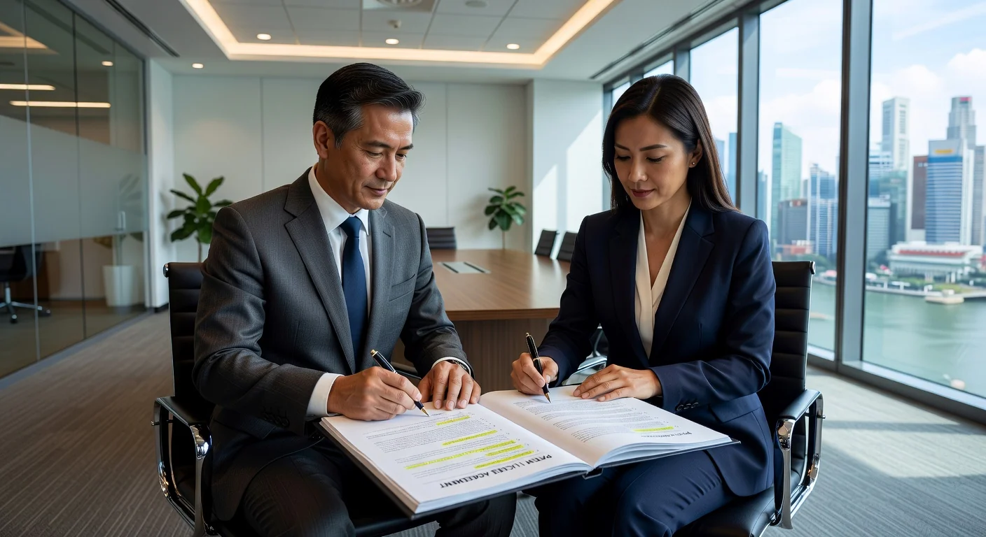 Patent agreement signing in office