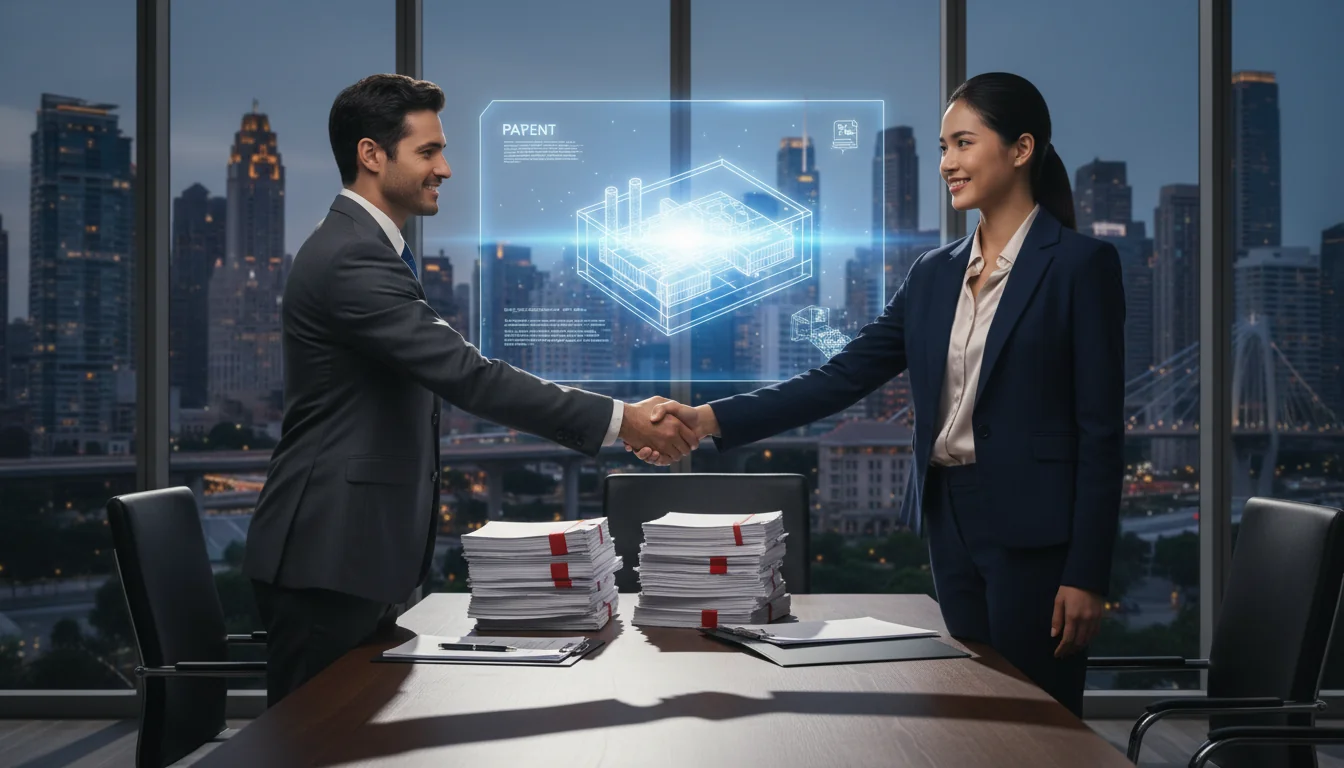 Handshake sealing patent license deal