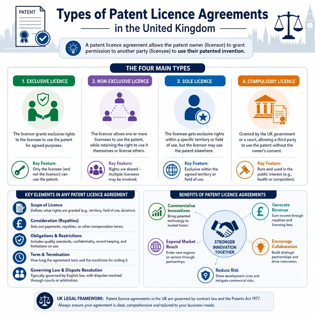 Types of patent licence agreements