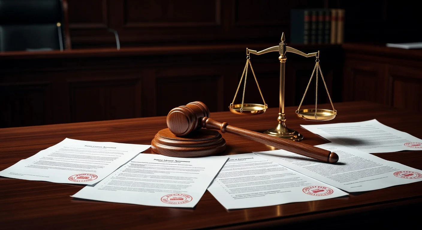 Gavel and scales on Singapore legal papers