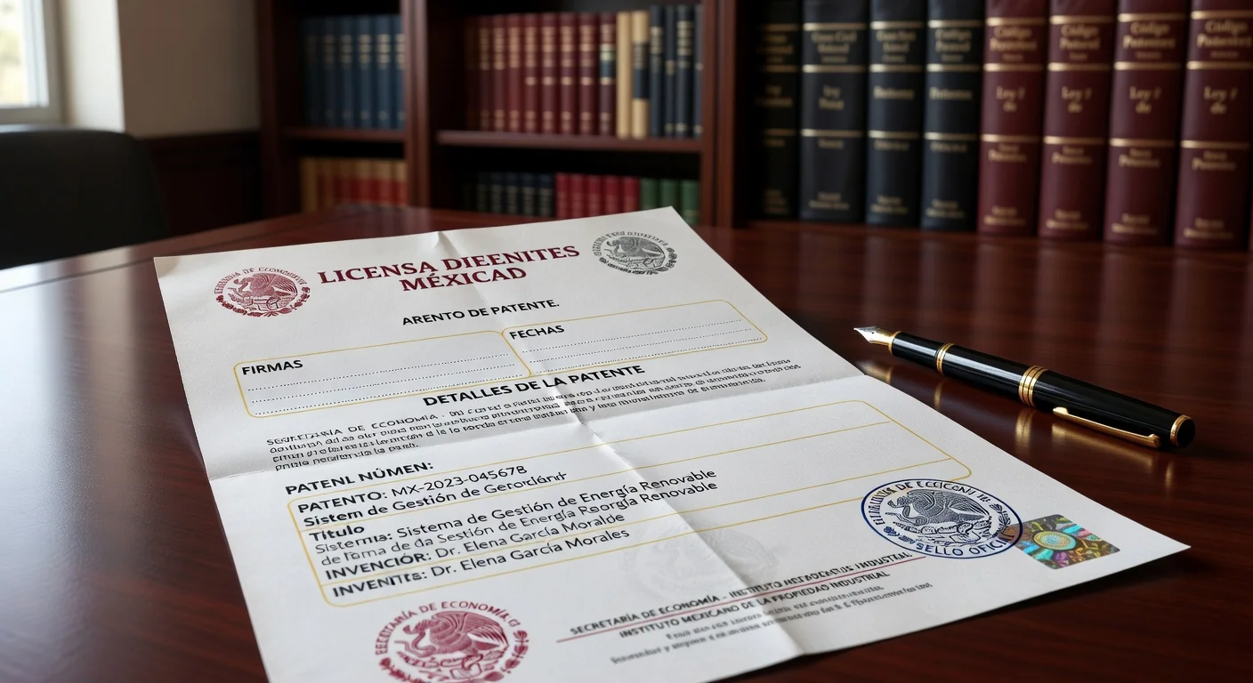 Patent application form on desk