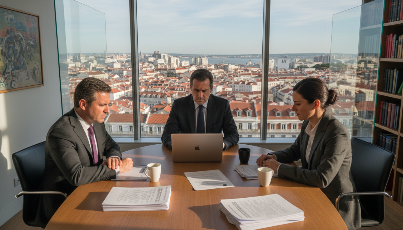 Legal team reviewing patent agreement