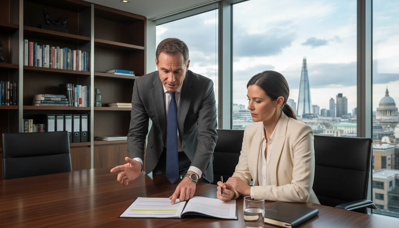 Lawyer explaining IP document