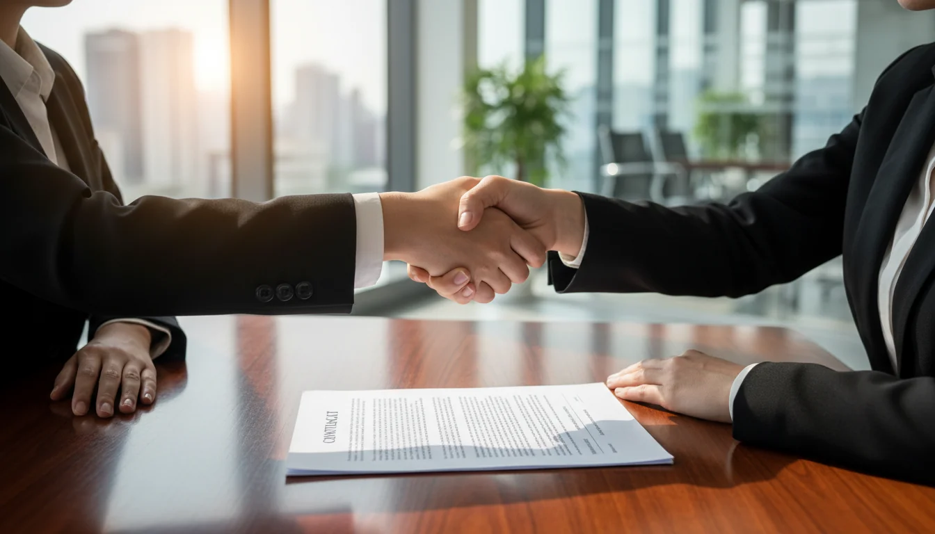 Contract signing handshake