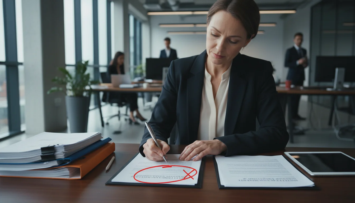 Person signing contract with errors