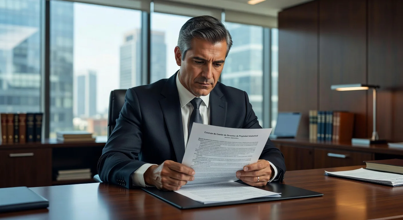 Mexican lawyer reviewing IP contract