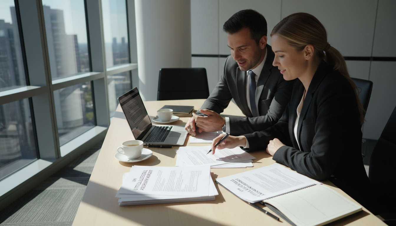 Team reviewing IP agreement