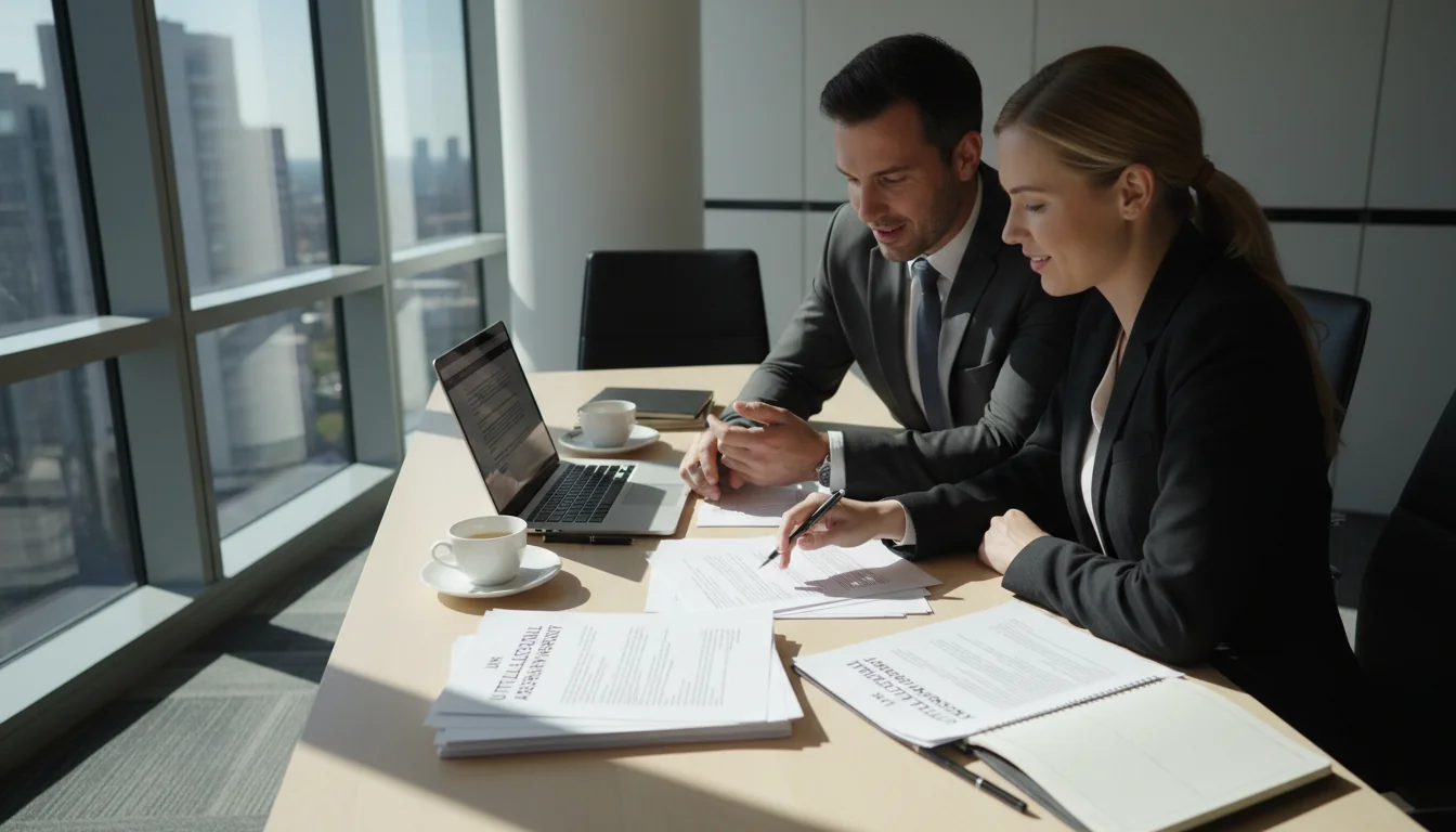 Team reviewing IP agreement