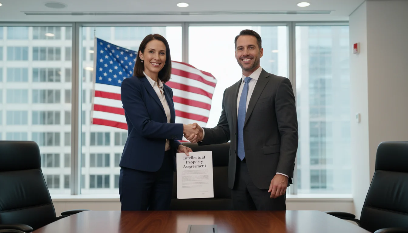 Business professionals signing contract