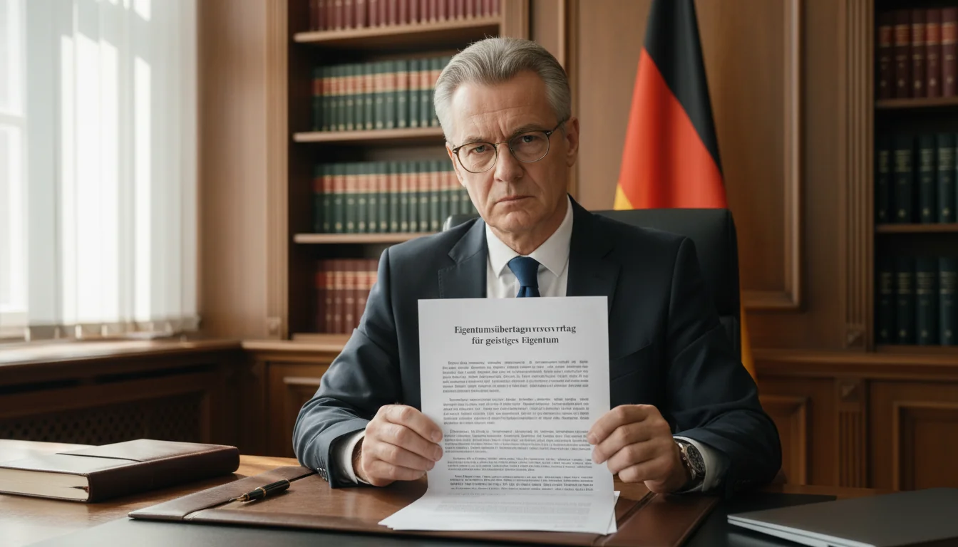 German lawyer reviewing IP contract