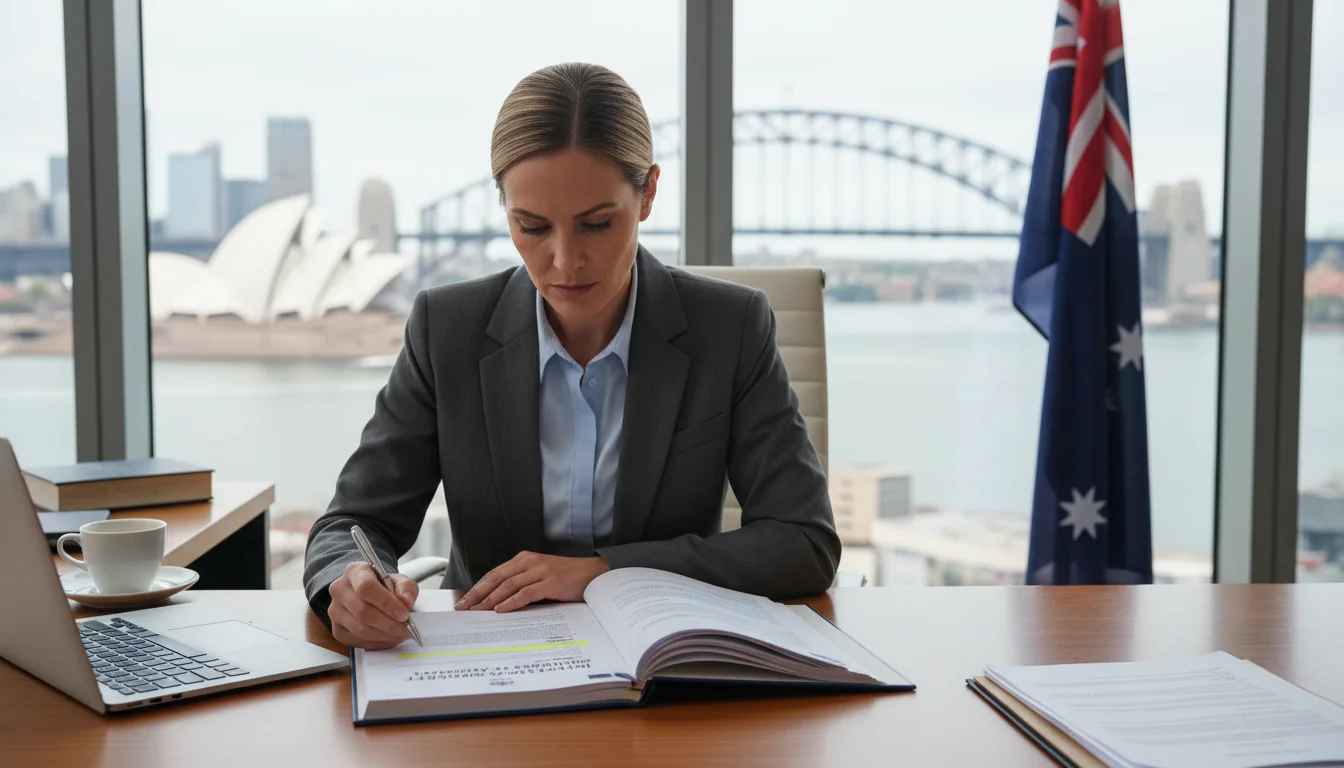 Australian lawyer reviewing IP contract
