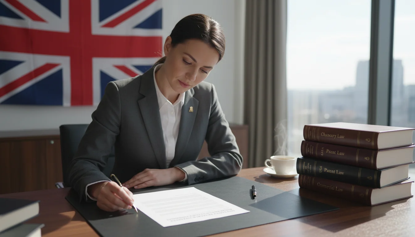 UK lawyer reviewing IP contract