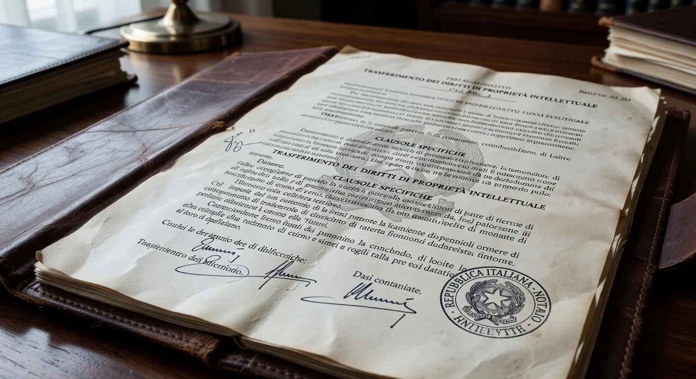 Close-up of signed IP transfer document