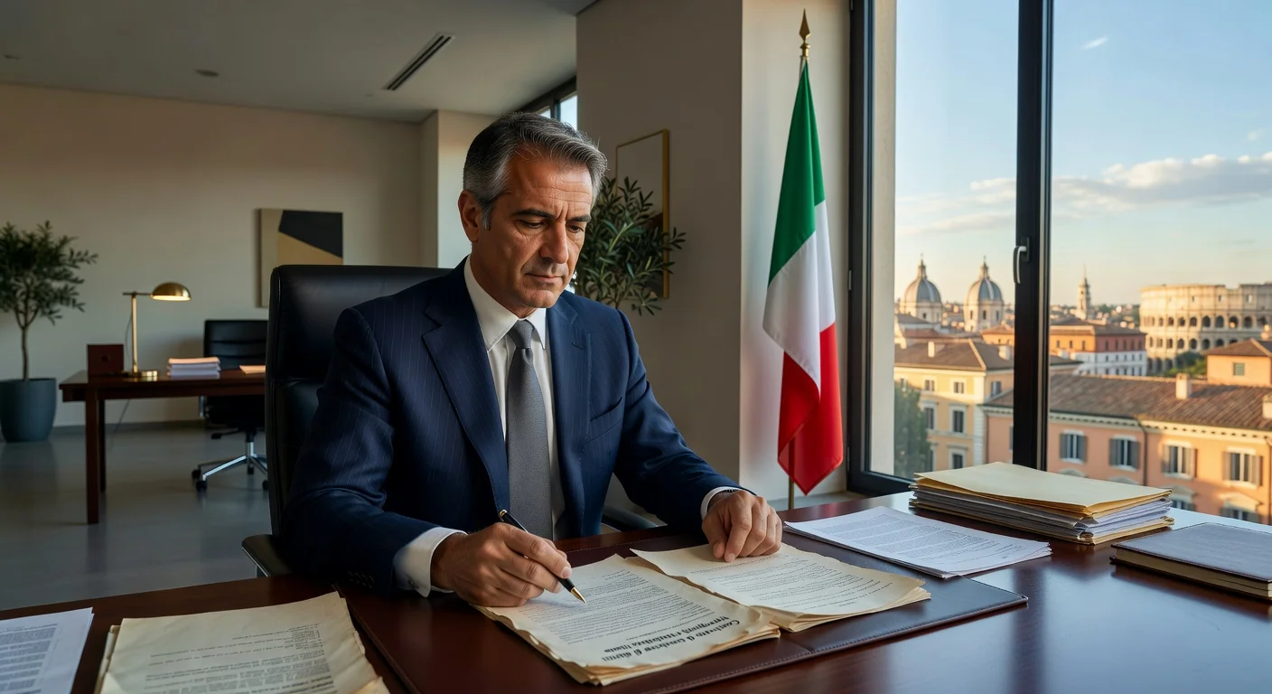 Italian lawyer reviewing IP contract