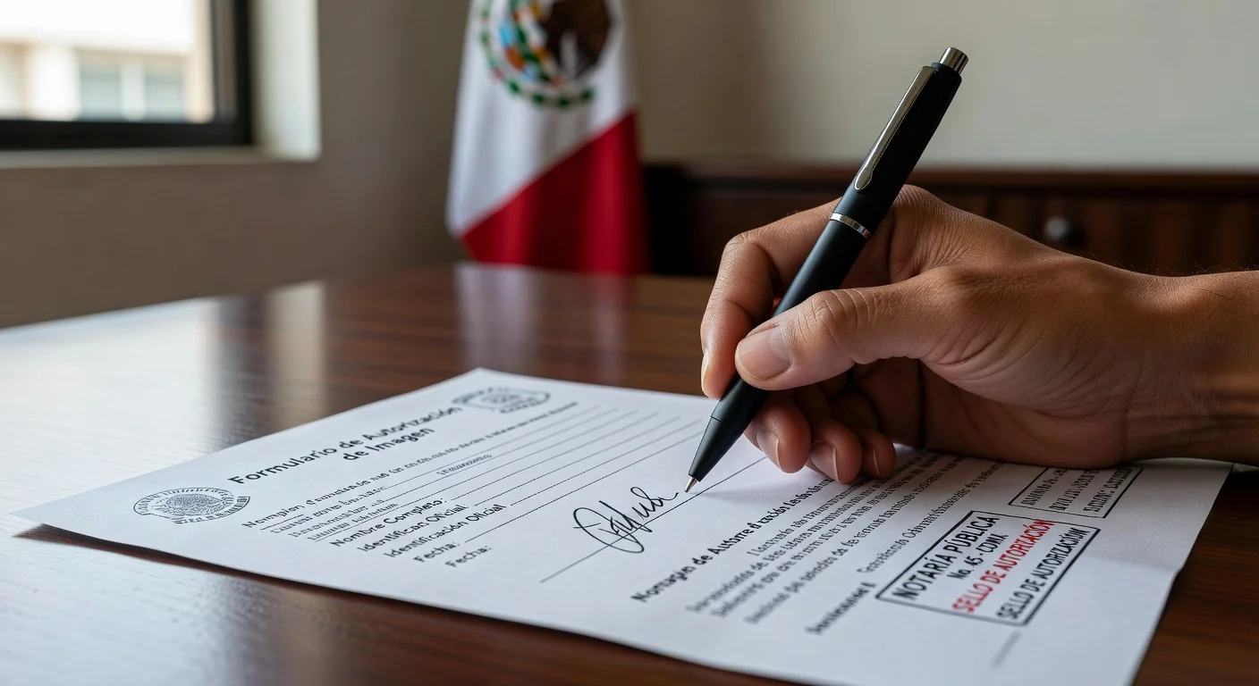 Signing image rights consent in Mexico.